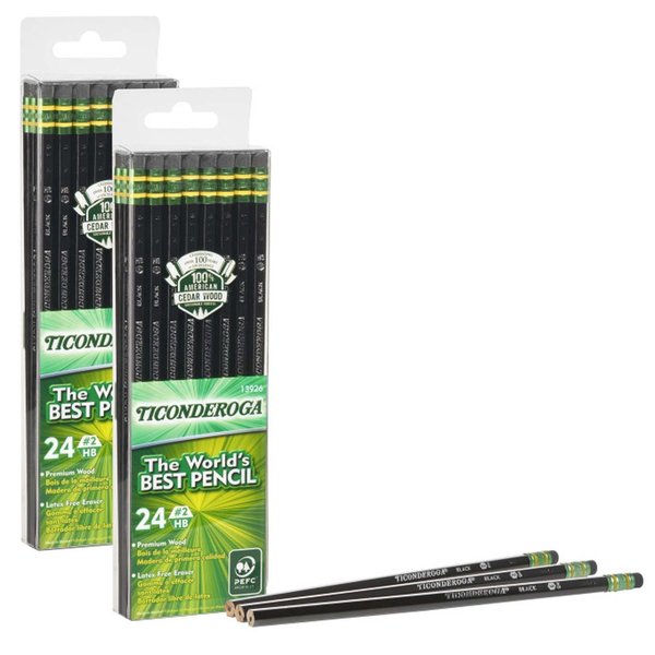 Ticonderoga Pencils, #2 Soft, Black, Unsharpened, PK48, 48PK 13926